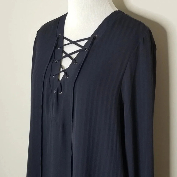 NWT BCBGeneration Blue Tonal Striped Long Sleeve Dress S - Picture 2 of 6
